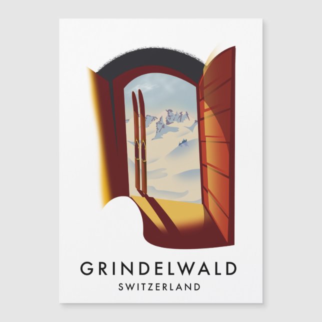 Cartel de esquí de Grindelwald Suiza (Anverso)