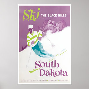 Cartel de esquí de la impresión de Black Hills Dak