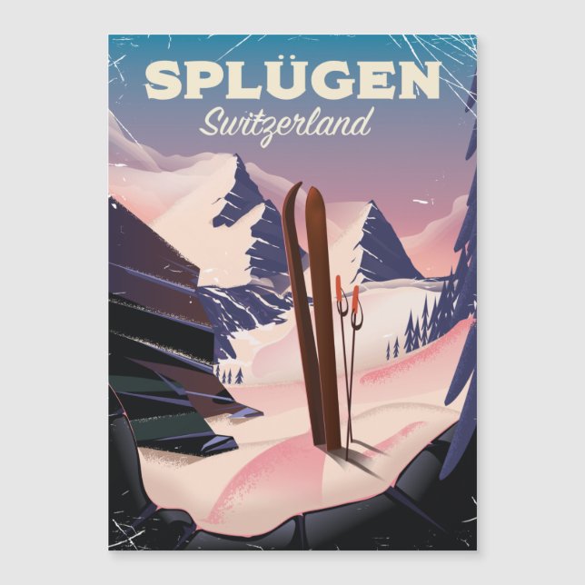 cartel de esquí de Splügen Suiza (Anverso)