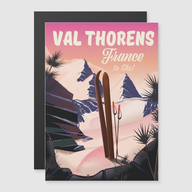 Cartel de esquí de Val Thorens, Francia (Anverso/Reverso)