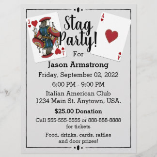 Cartel de fiesta de soltero con cartas de juego