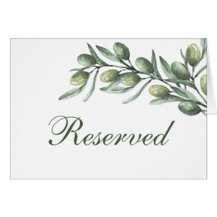 Cartel de hojas de olivo reservadas. Boda de jardí