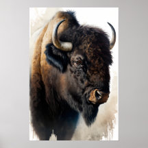 Cartel de impresión de arte de Búfalo Occidental