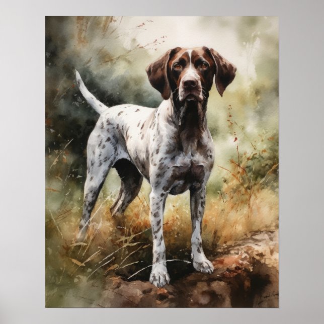 Cartel de Impresión de Arte de Perro Pointer (Frente)