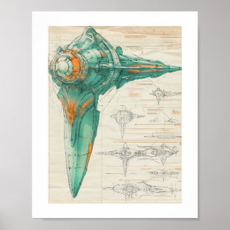 Cartel de impresión de nave espacial alienígena, p
