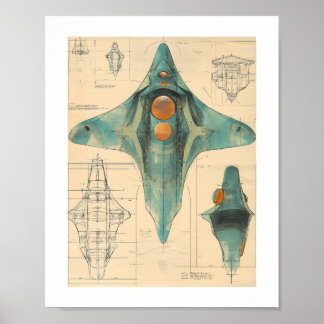 Cartel de impresión de nave espacial alienígena, v