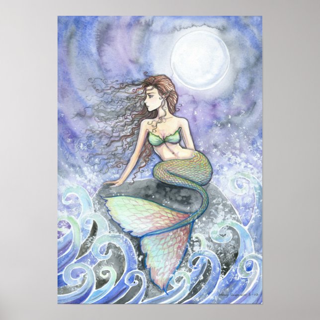 Cartel de impresión de sirena de marea inquieta fa (Frente)