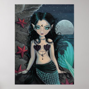 Cartel de impresión de sirena perla oscura