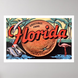Cartel de impresión retro Florida Naranja