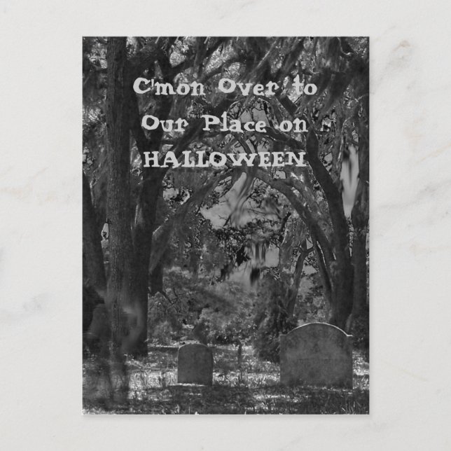 Cartel de invitación a Halloween en cementerio de  (Anverso)