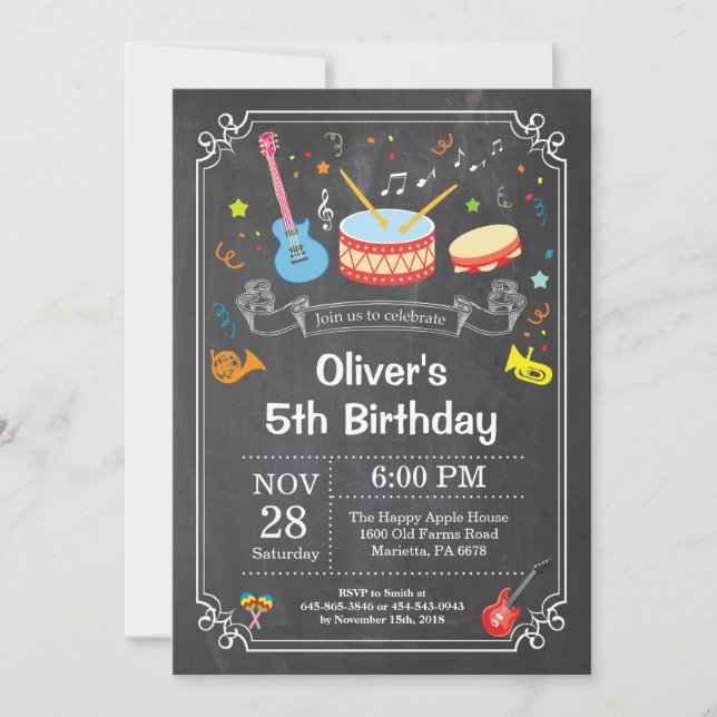 Cartel de invitación a la fiesta de cumpleaños mus (Anverso)