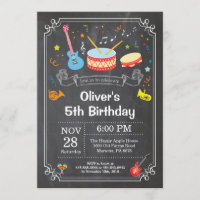Cartel de invitación a la fiesta de cumpleaños mus