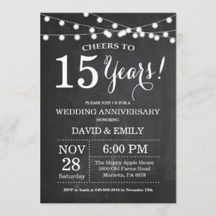 Cartel de invitación al 15° aniversario del Boda