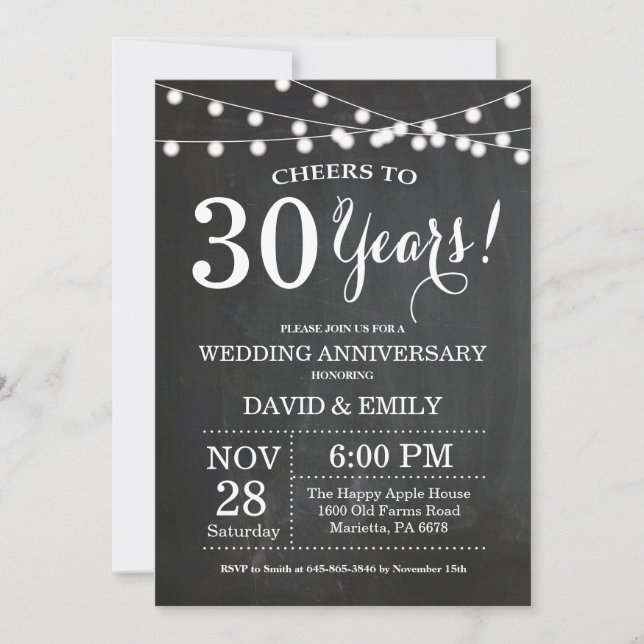 Cartel de invitación al 30° aniversario del Boda (Anverso)