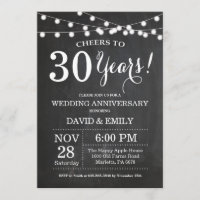 Cartel de invitación al 30° aniversario del Boda