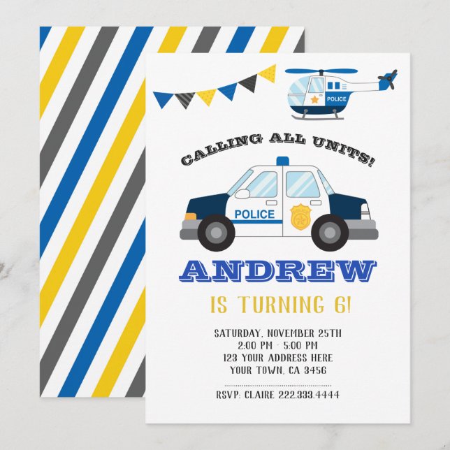 Cartel de invitación al cumpleaños de la policía (Anverso / Reverso)