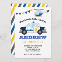 Cartel de invitación al cumpleaños de la policía