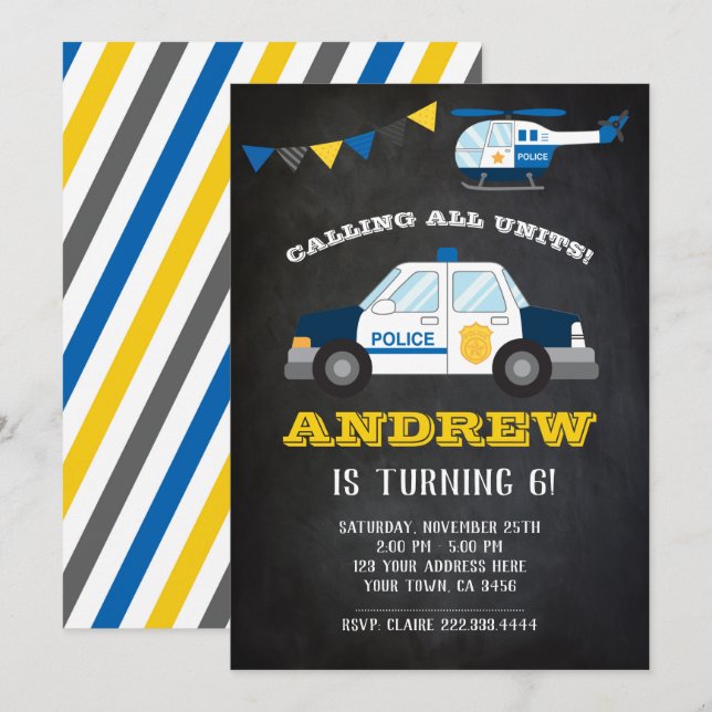 Cartel de invitación al cumpleaños de la policía (Anverso / Reverso)
