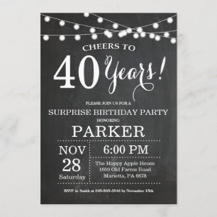 Cartel de invitación de 40 años de sorpresa