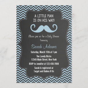 Cartel de invitación de Baby Shower de Mustache