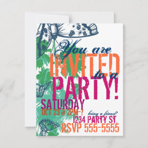 Cartel de invitación de cumpleaños de mariposa Inv