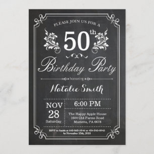 Cartel de invitación de cumpleaños número 50