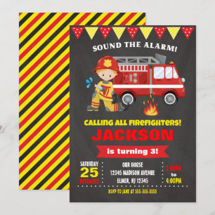 Cartel de invitación de cumpleaños para bomberos