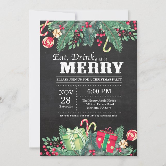 Cartel de invitación de fiesta de Navidades (Anverso)