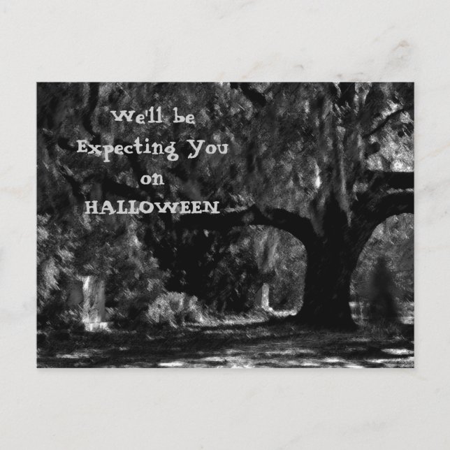 Cartel de invitación de Halloween al cementerio de (Anverso)