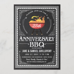 Cartel de invitaciones a la barbacoa del aniversar