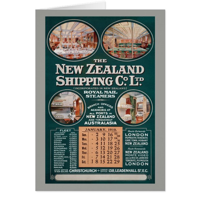 Cartel de la compañía naviera de Nueva Zelandia Vi (Frente)