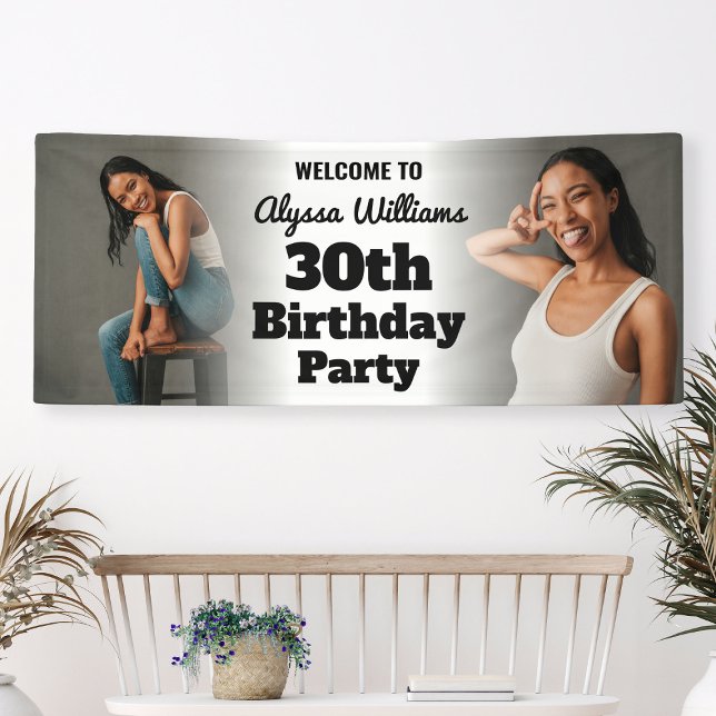 Cartel de la foto del cumpleaños 30 de la señal de (Custom Welcome Sign 30th Birthday Photo Banner
)