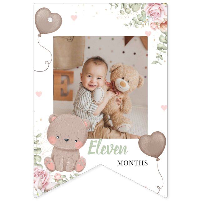 Cartel de la foto del primer cumpleaños de Teddy B (Decimosegunda bandera)
