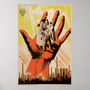 Cartel de la Guerra Civil Española Mano Roja Arte 