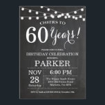 Cartel de la invitación a los 60 años<br><div class="desc">60º Antecedentes de la invitación por cumpleaños con las luces de cadena.Blanco y negro. 13. 15. 16. 18. 20. 21. 30. 40. 50. 60. 70. 80. 90. 100. Cualquier edad. Cumpleaños de adultos. Fiesta de cumpleaños de hombre o mujer. Para más personalización, haga clic en el botón "Personalizar" y utilice...</div>