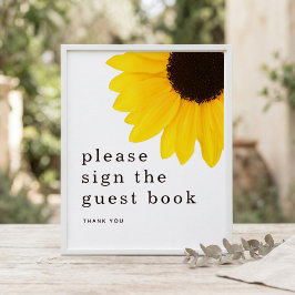 Cartel de libro de visitas de girasoles para fiest