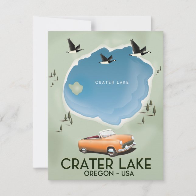 Cartel de mapa de viaje a Crater Lake Oregon (Anverso)