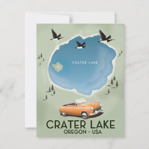 Cartel de mapa de viaje a Crater Lake Oregon