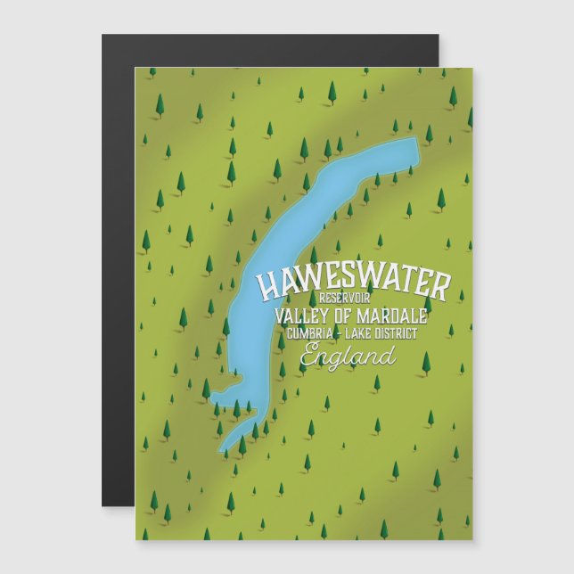 Cartel de mapa de viaje del embalse de Haweswater. (Anverso/Reverso)