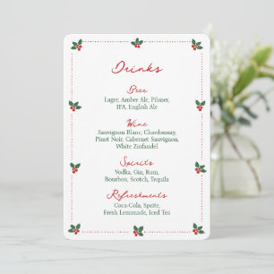 Cartel de menú de bebidas de Navidad minimalista c