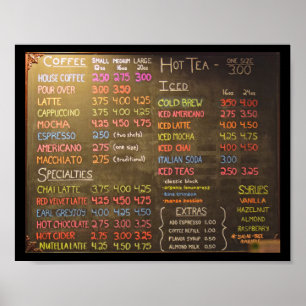 Cartel de menú de cafetería - Póster de 8x10