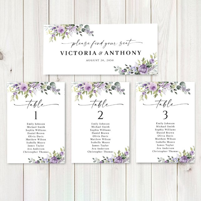 Cartel de Mesa Principal de Boda con Flores Violet (Subido por el creador)
