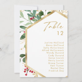 Cartel de número de mesa blanco de vegetación navi