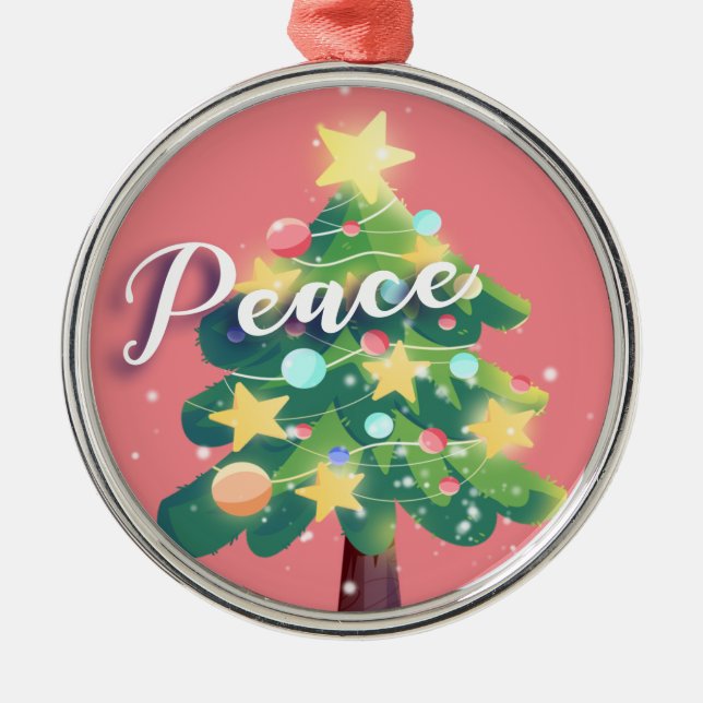 Cártel de paz Árbol de Navidad Ornamento Metalizad (Frente)