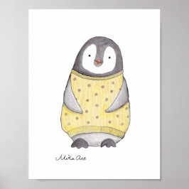 Cartel de Pingüino Pingüino Lindo Feliz Impresión