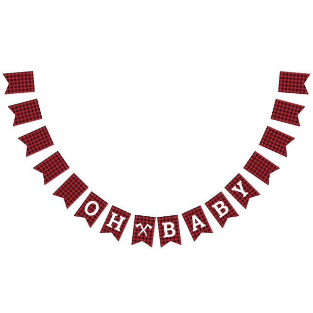 Cartel de Plaid Oh Baby Shower Bunting (Todo)