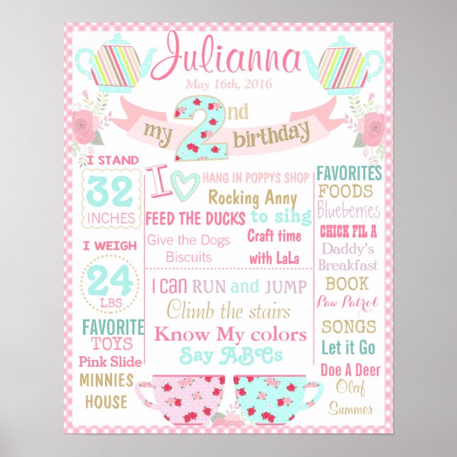 Cartel de poster de señal de cumpleaños de Fiesta  (Frente)