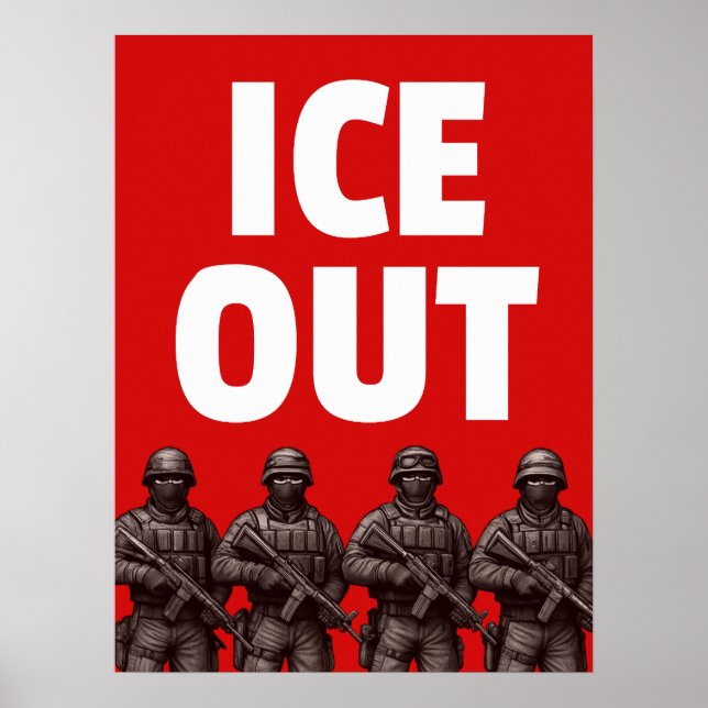 cartel de póster y descarga de ICE OUT (Frente)