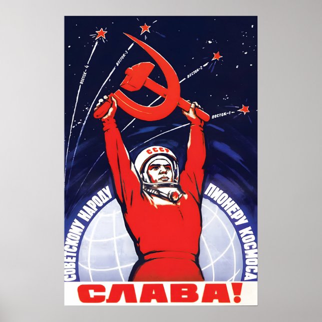 Cartel de propaganda soviética -GLORIA!- Arte de p (Frente)