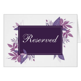 Cartel de reservado con hojas púrpuras. Boda botán